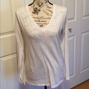 White V-neck long sleeve